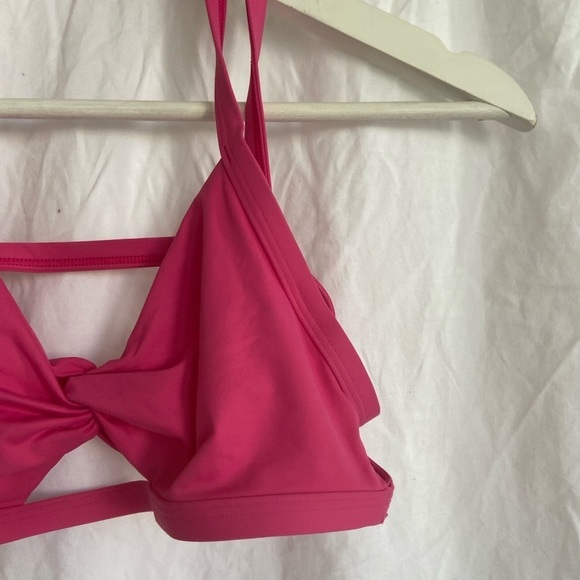 Abercrombie & Fitch Cut Out Criss Cross Strap Back Pink Bikini Top Size Large - Picture 7 of 8